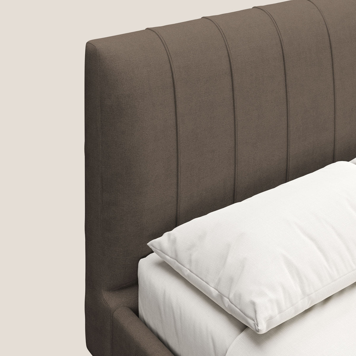 Selene letto imbottito con piedini naturali sfoderabile in tessuto impermeabile T02 marrone - divitt.sbs
