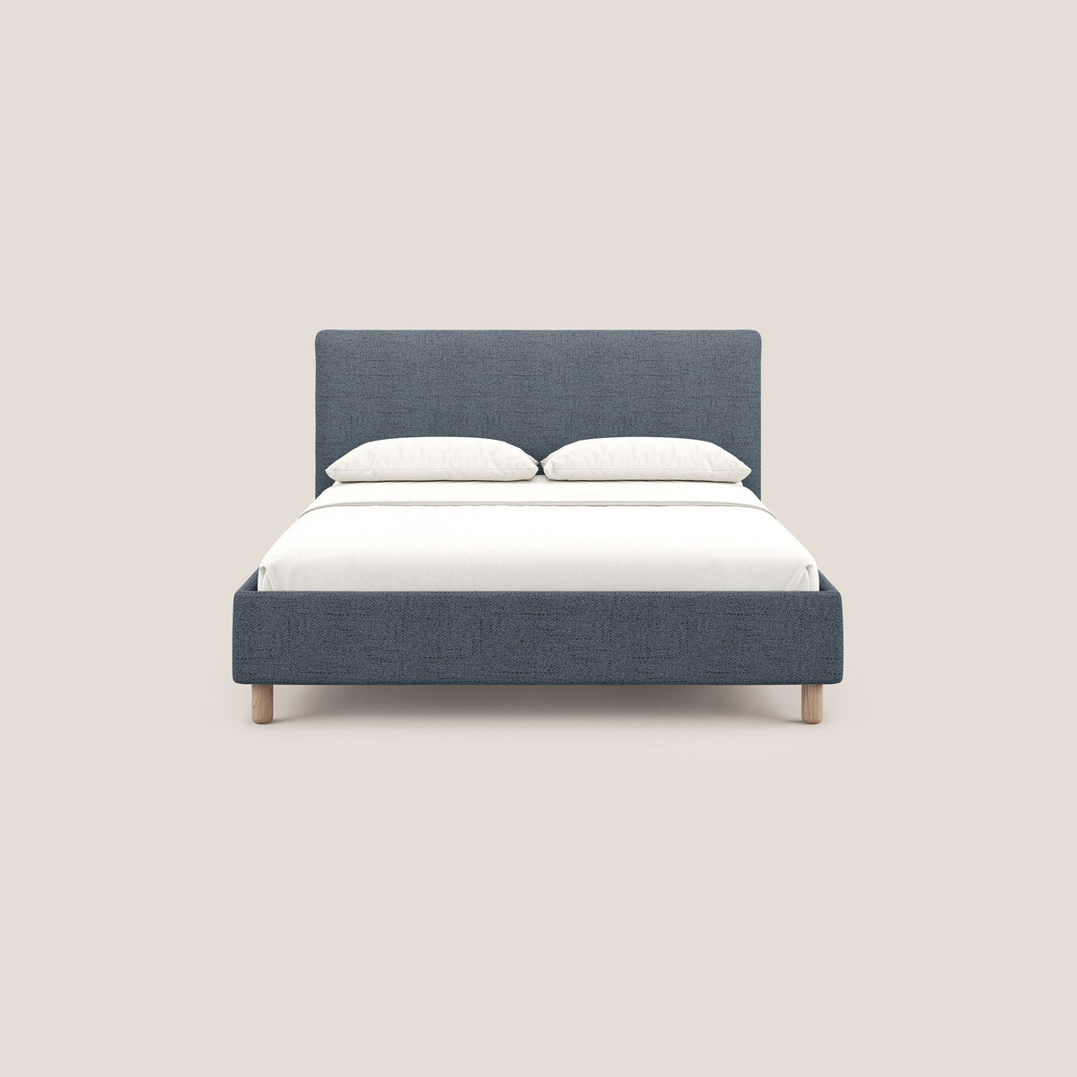 Serena letto contenitore salvaspazio scandinavo in tessuto fiammato impermeabile T03 blu - divitt.sbs