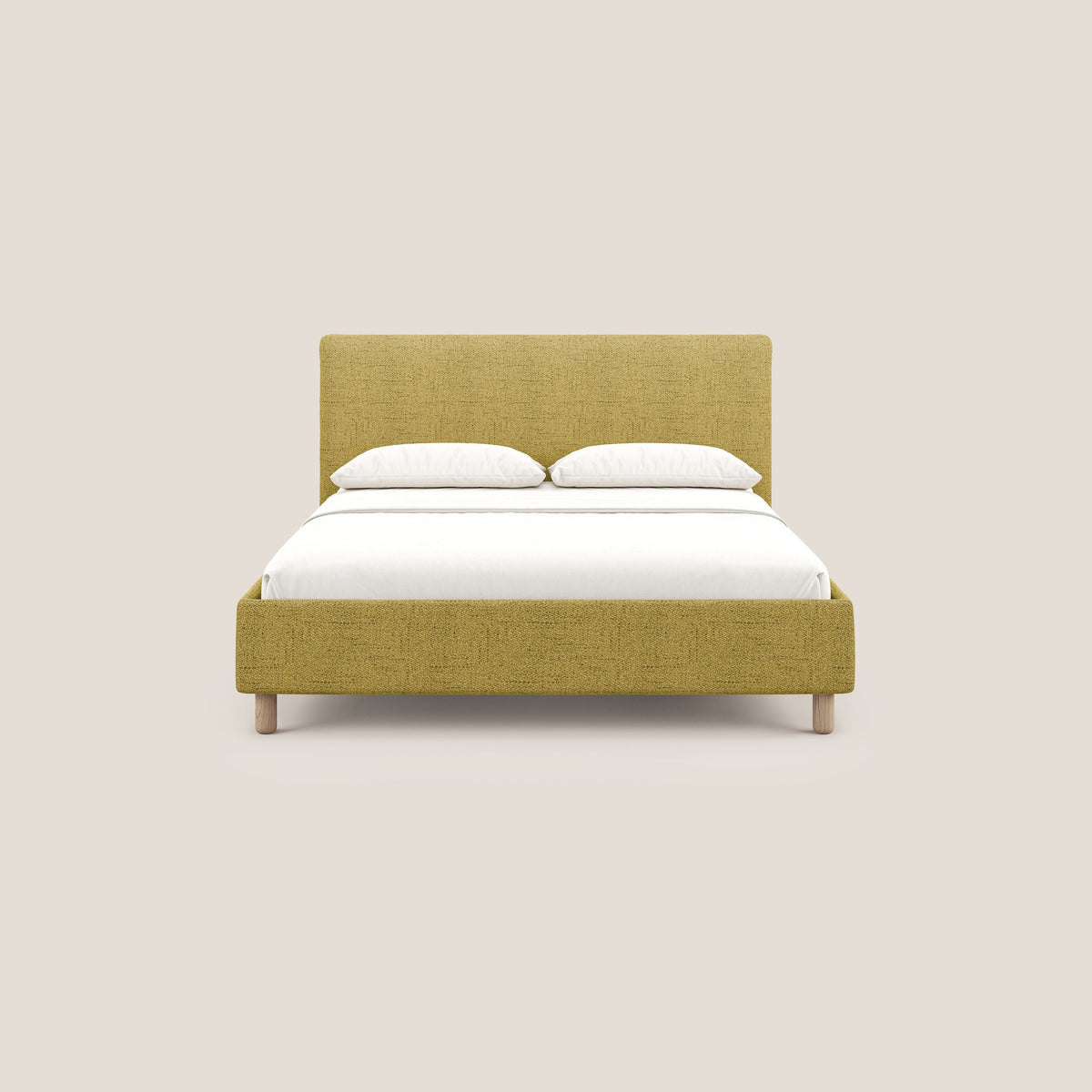 Serena letto contenitore salvaspazio scandinavo in tessuto fiammato impermeabile T03 giallo - divitt.sbs