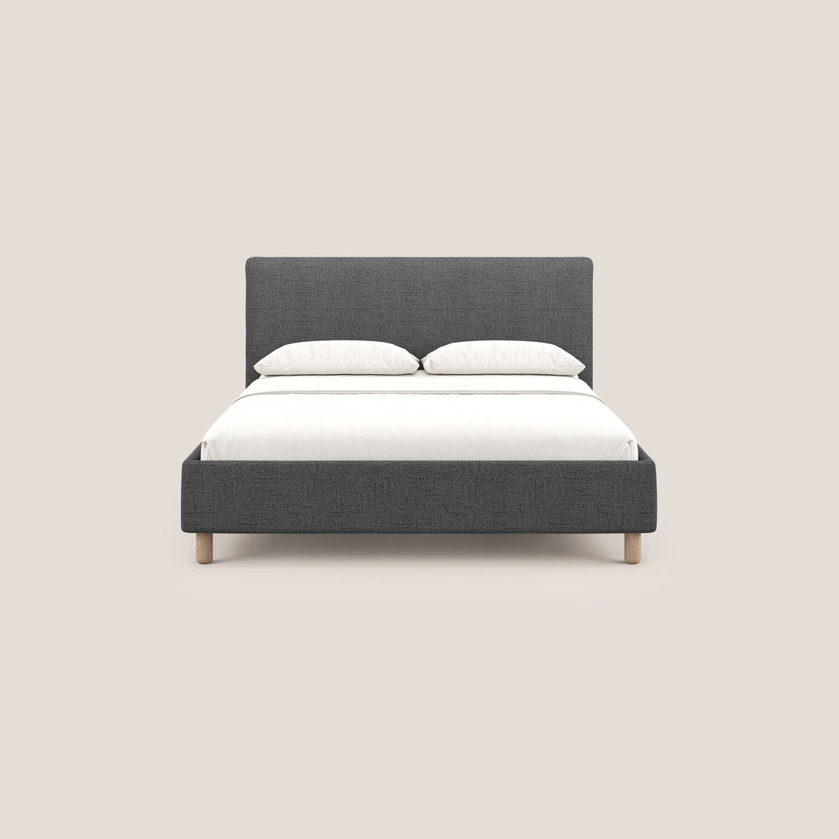 Serena letto contenitore salvaspazio scandinavo in tessuto fiammato impermeabile T03 grigio - divitt.sbs