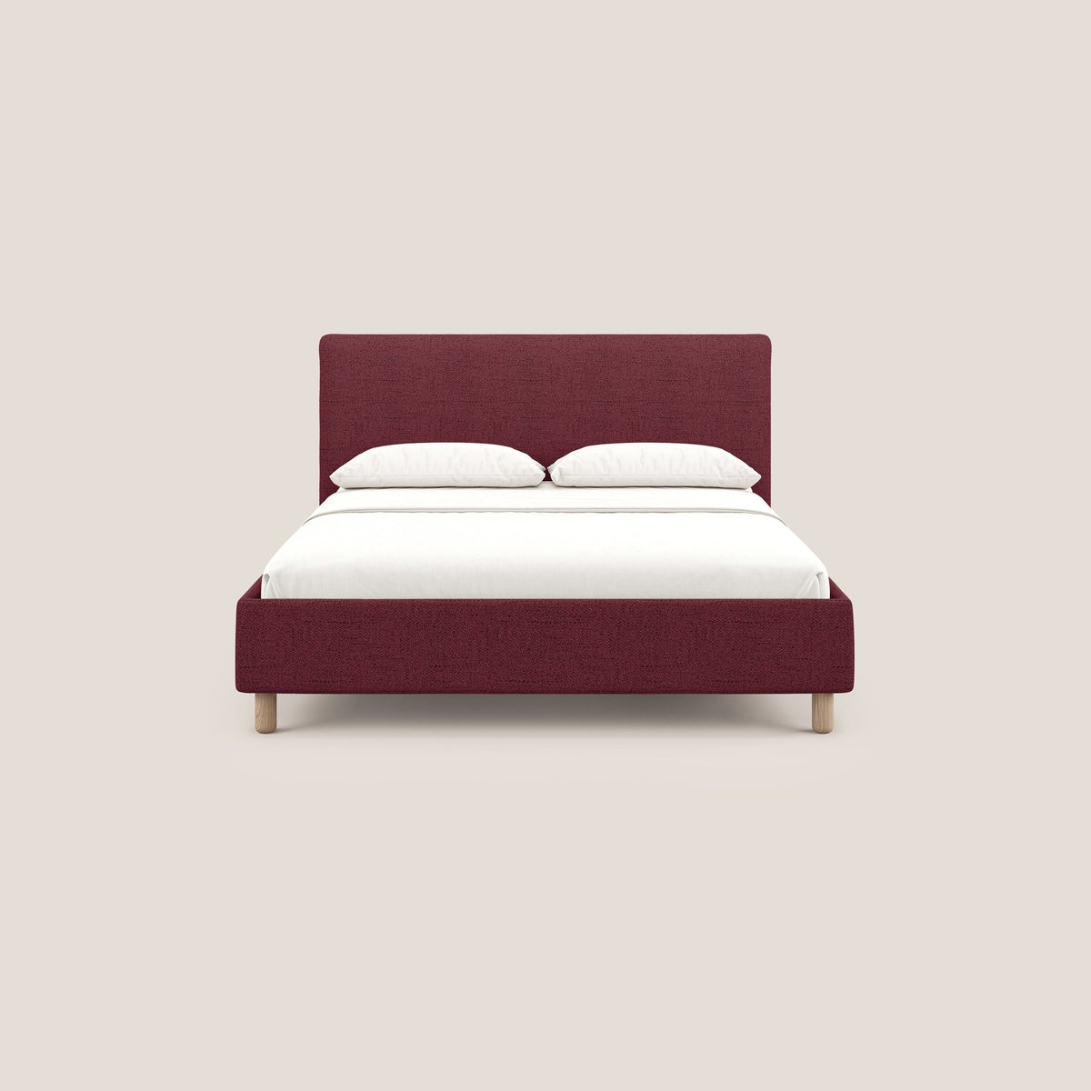 Serena letto contenitore salvaspazio scandinavo in tessuto fiammato impermeabile T03 rosso - divitt.sbs