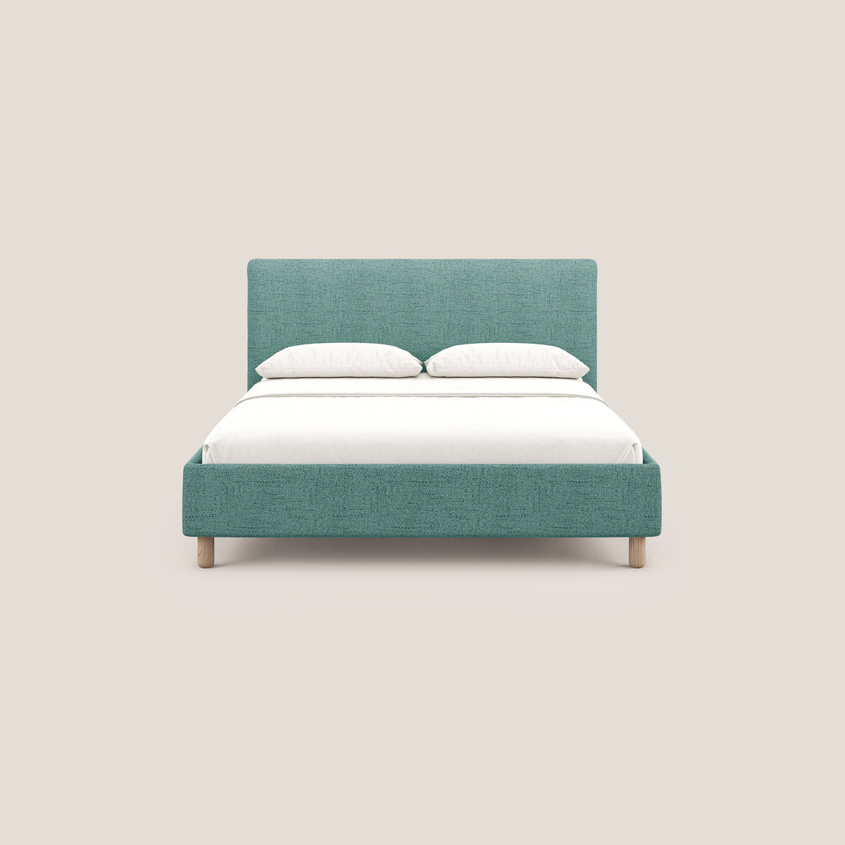 Serena letto contenitore salvaspazio scandinavo in tessuto fiammato impermeabile T03 verde acqua - divitt.sbs