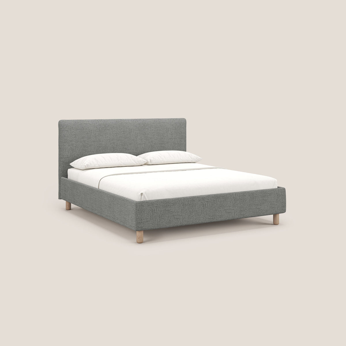 Serena letto contenitore salvaspazio scandinavo in tessuto fiammato impermeabile T03 grigio chiaro - divitt.sbs