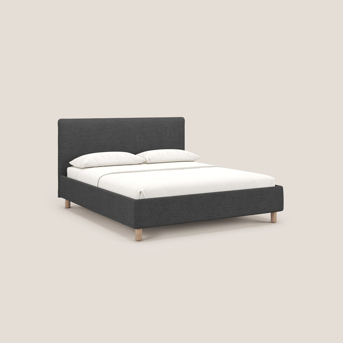Serena letto contenitore salvaspazio scandinavo in tessuto fiammato impermeabile T03 grigio - divitt.sbs