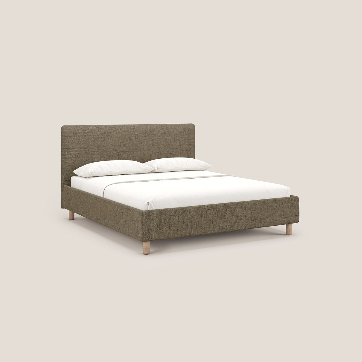 Serena letto contenitore salvaspazio scandinavo in tessuto fiammato impermeabile T03 marrone - divitt.sbs