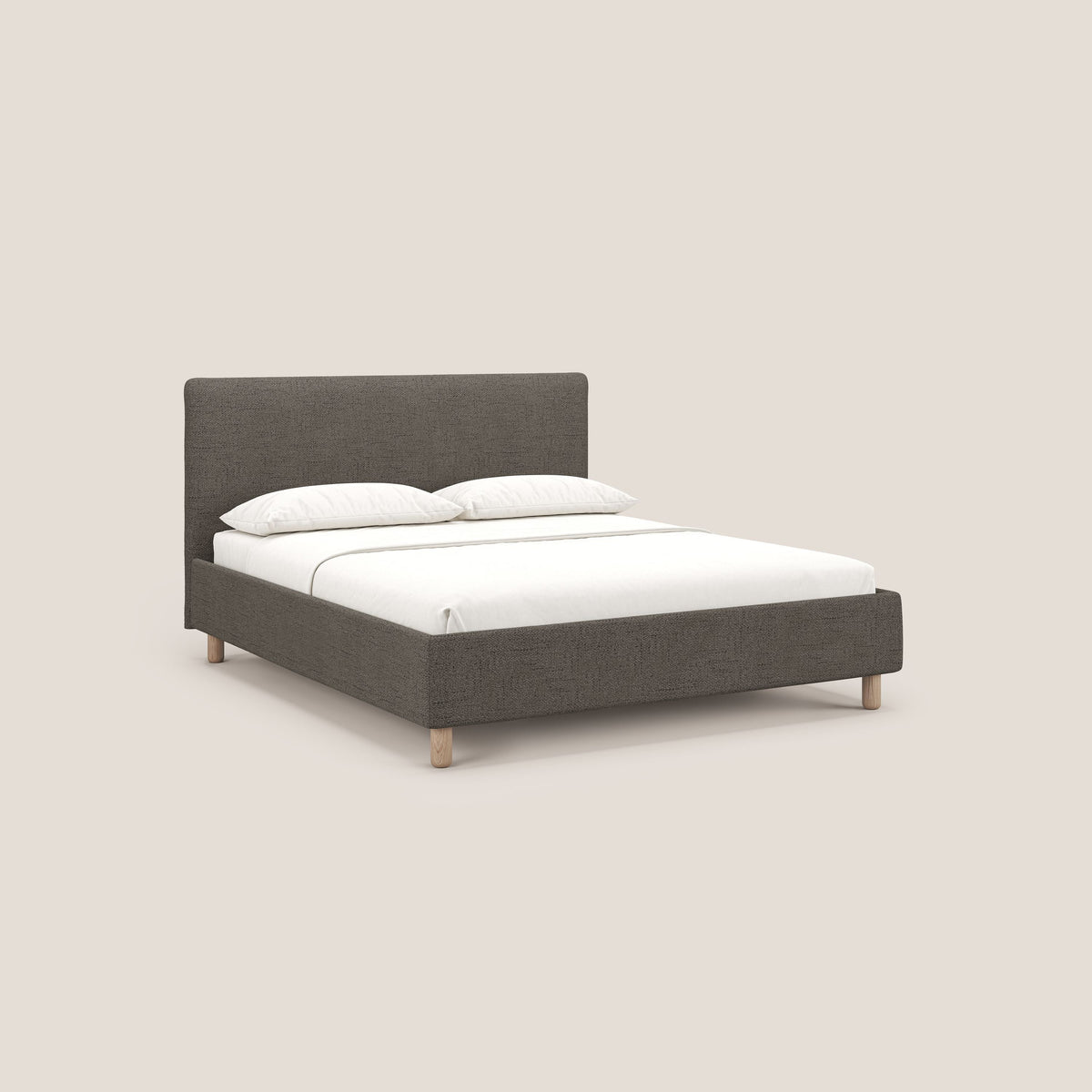Serena letto contenitore salvaspazio scandinavo in tessuto fiammato impermeabile T03 talpa - divitt.sbs