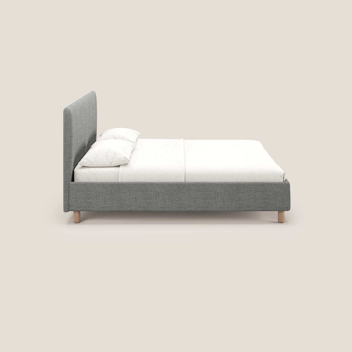 Serena letto contenitore salvaspazio scandinavo in tessuto fiammato impermeabile T03 grigio chiaro - divitt.sbs