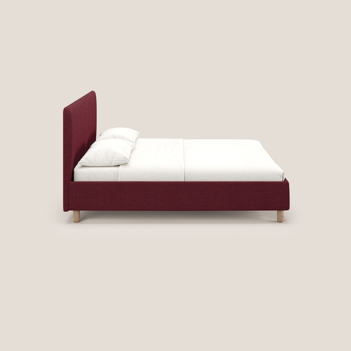 Serena letto contenitore salvaspazio scandinavo in tessuto fiammato impermeabile T03 rosso - divitt.sbs