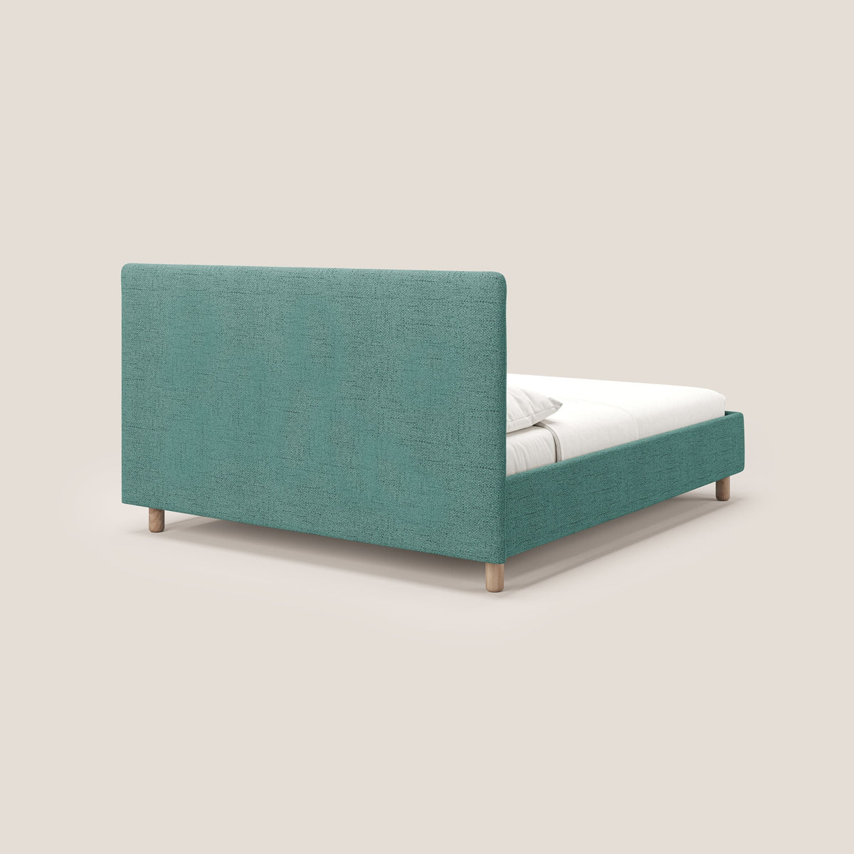 Serena letto contenitore salvaspazio scandinavo in tessuto fiammato impermeabile T03 verde acqua - divitt.sbs