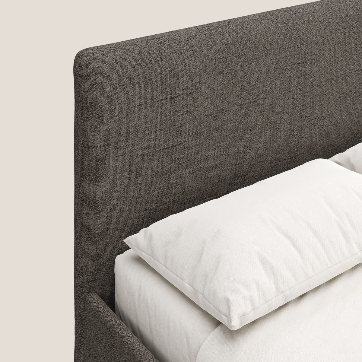Serena letto contenitore salvaspazio scandinavo in tessuto fiammato impermeabile T03 talpa - divitt.sbs