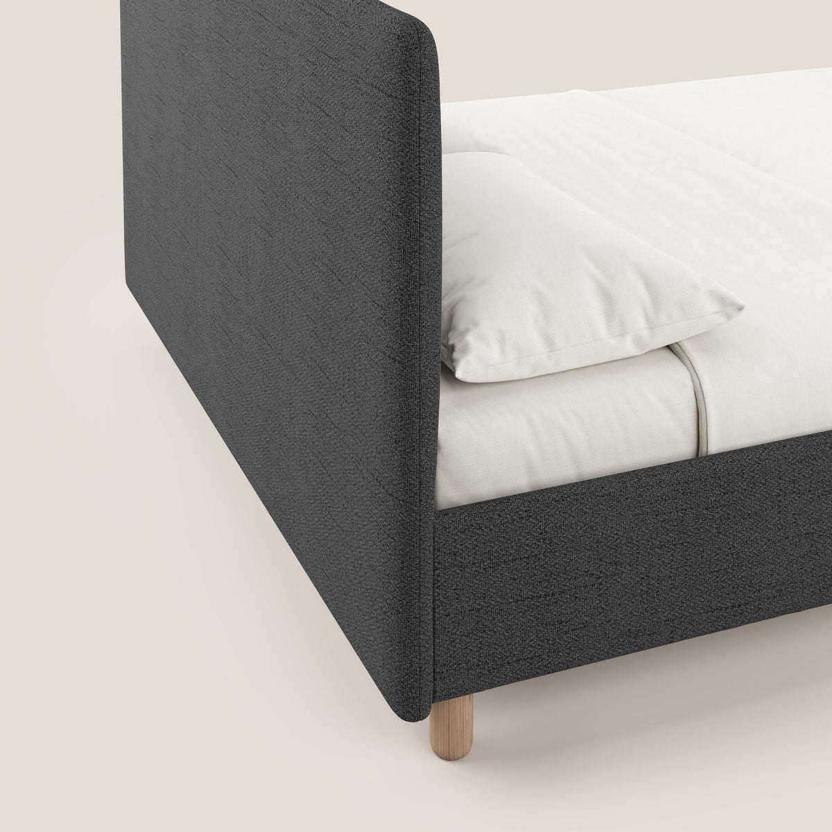 Serena letto contenitore salvaspazio scandinavo in tessuto fiammato impermeabile T03 grigio - divitt.sbs
