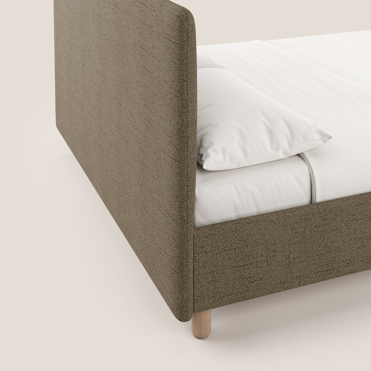Serena letto contenitore salvaspazio scandinavo in tessuto fiammato impermeabile T03 marrone - divitt.sbs
