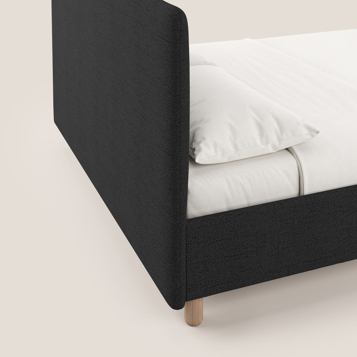 Serena letto contenitore salvaspazio scandinavo in tessuto fiammato impermeabile T03 antracite - divitt.sbs