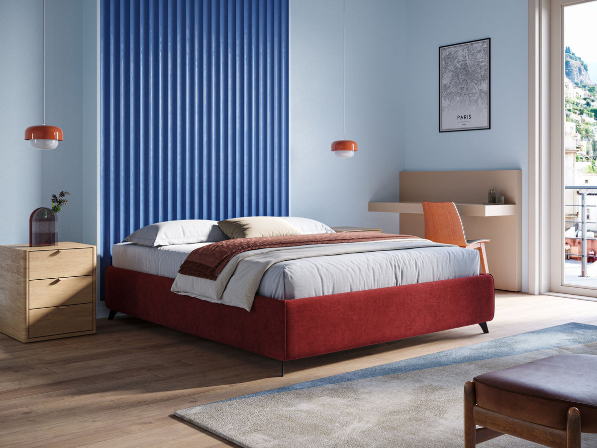 Sara sommier con giroletto contenitore in tessuto impermeabile T02 rosso - divitt.sbs