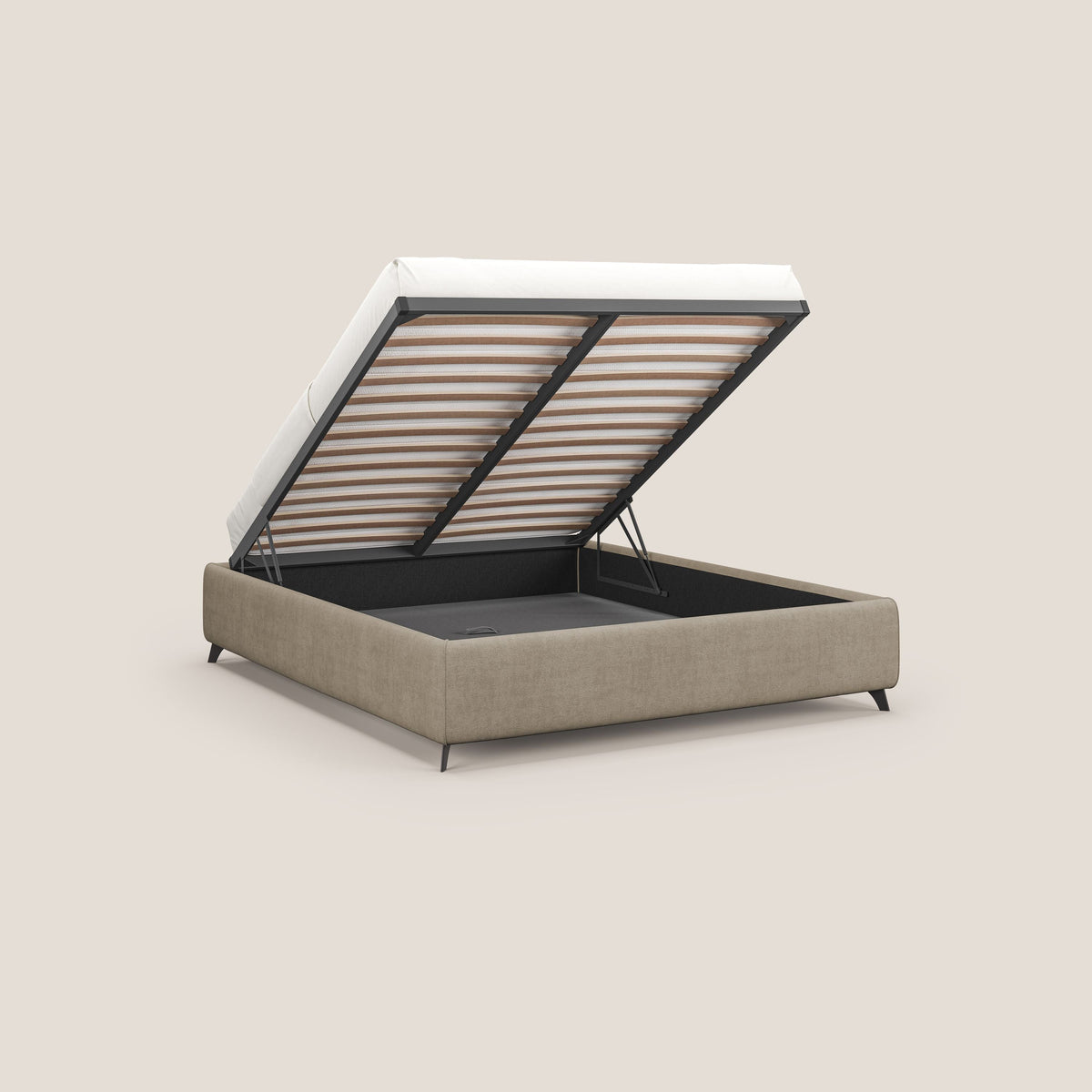 Sara sommier con giroletto contenitore in tessuto impermeabile T02 beige - divitt.sbs