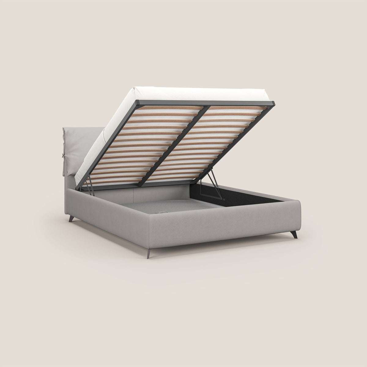 Susan letto imbottito contenitore completamente sfoderabile in microfibra smacchiabile T11 grigio chiaro - divitt.sbs