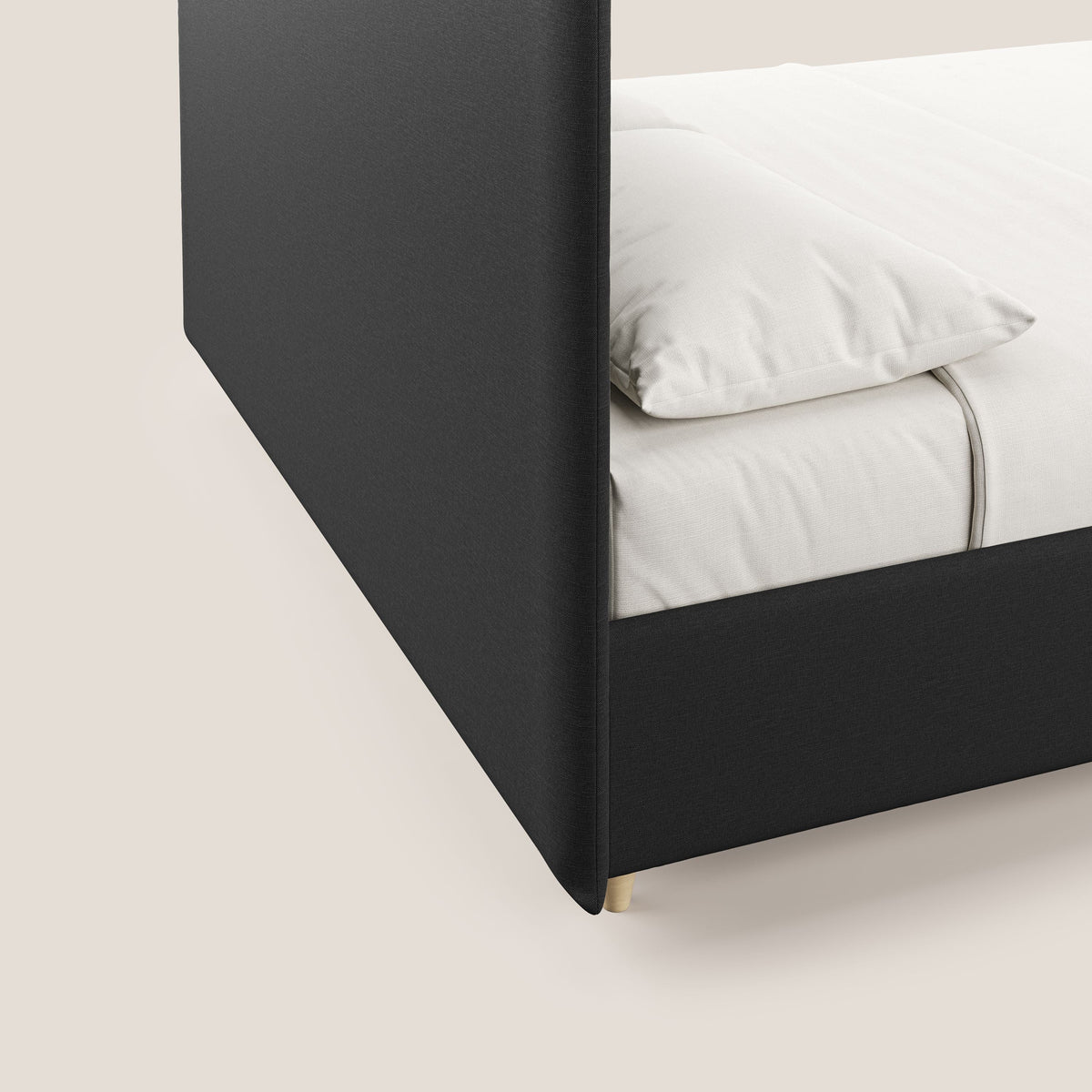 Teresa letto contenitore e sfoderabile in tessuto misto cotone impermeabile T13 antracite - divitt.sbs