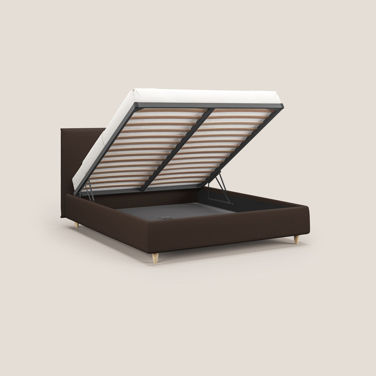 Teresa letto contenitore e sfoderabile in tessuto misto cotone impermeabile T13 marrone - divitt.sbs