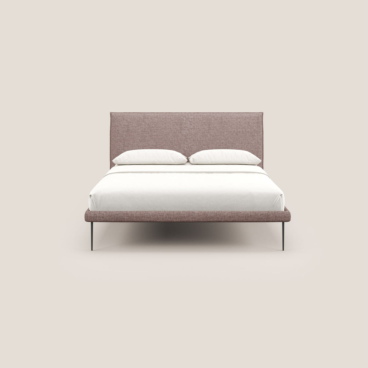 Theo letto imbottito moderno sfoderabile con piedi alti in metallo in tessuto impermeabile T10 rosa - divitt.sbs