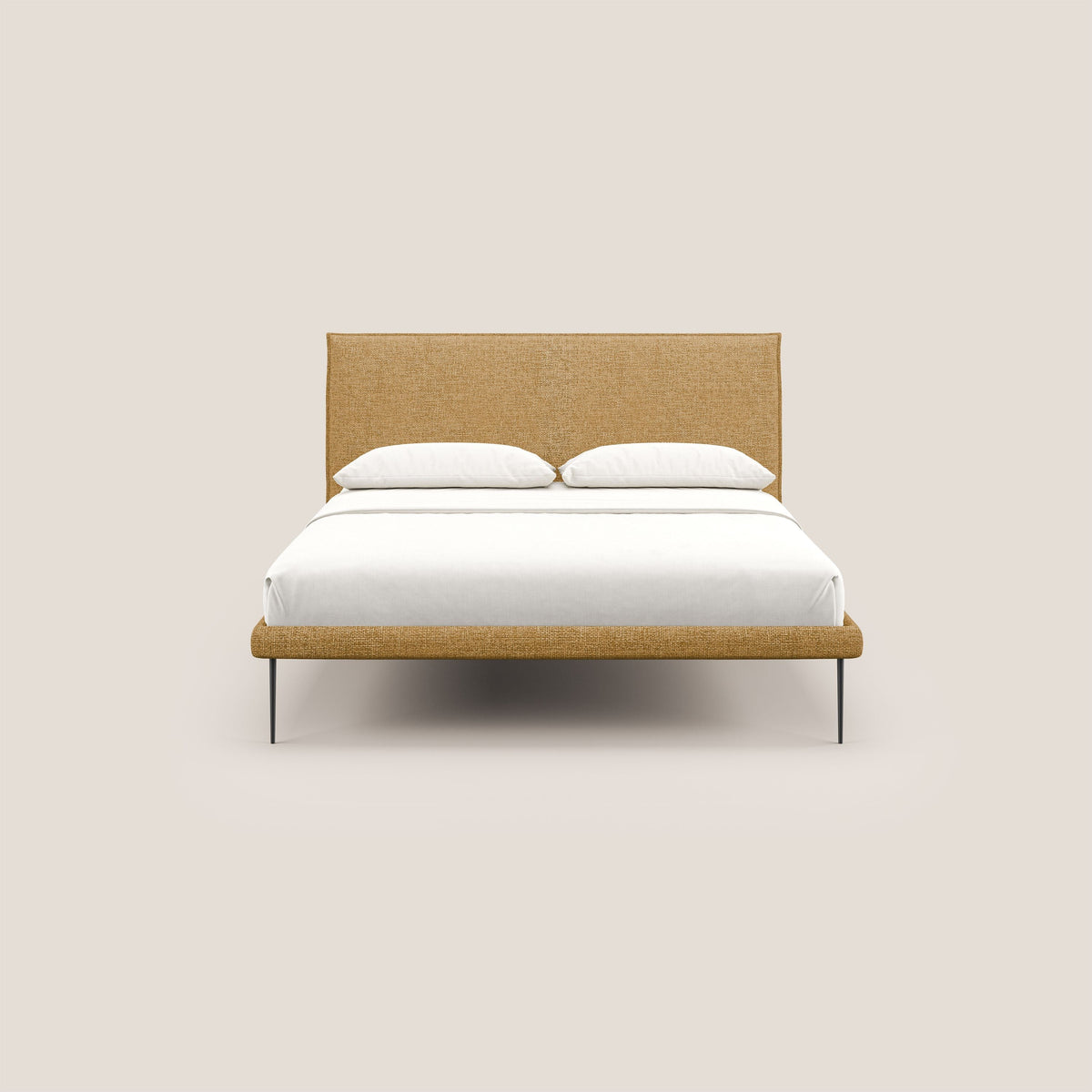 Theo letto imbottito moderno sfoderabile con piedi alti in metallo in tessuto impermeabile T10 giallo - divitt.sbs