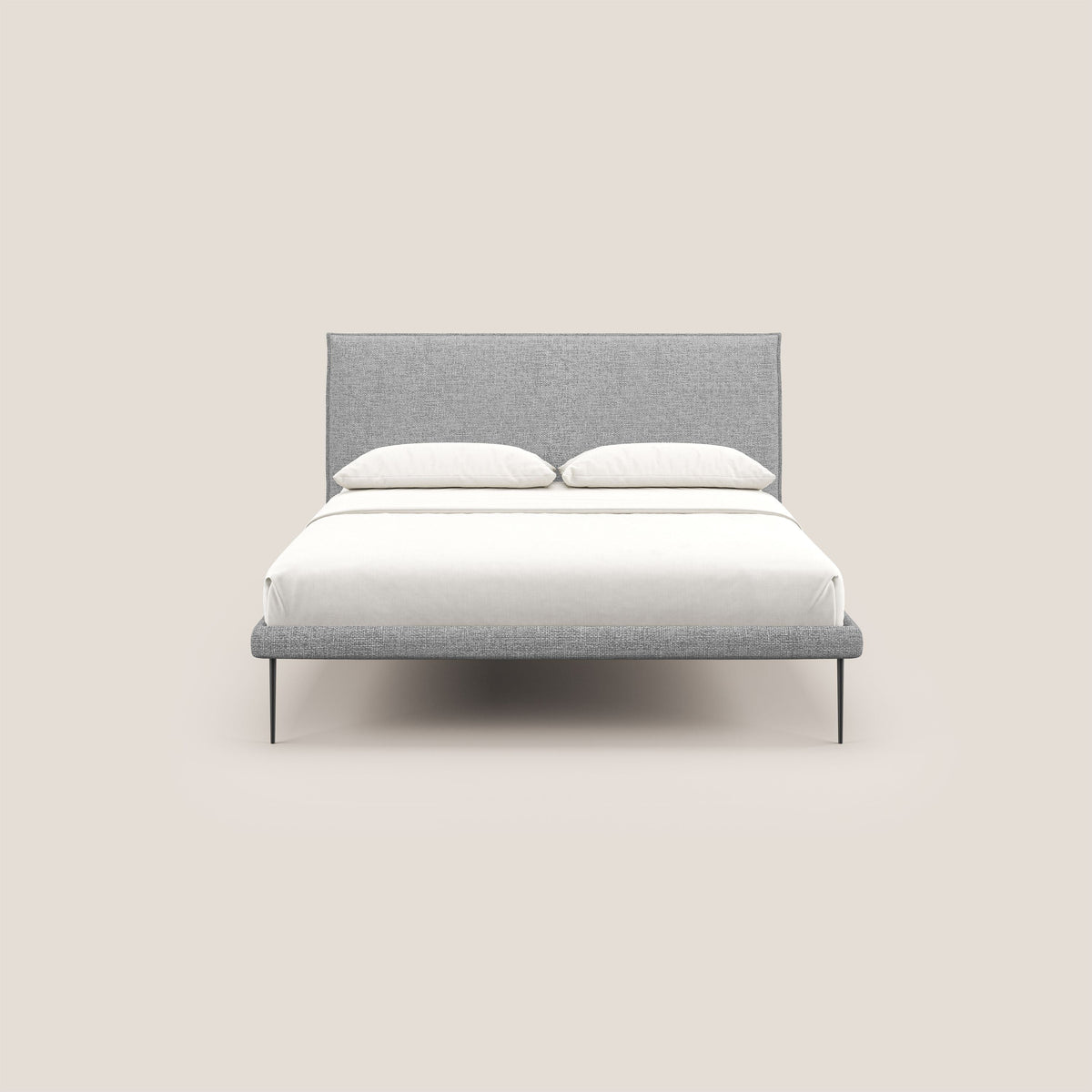 Theo letto imbottito moderno sfoderabile con piedi alti in metallo in tessuto impermeabile T10 grigio chiaro - divitt.sbs