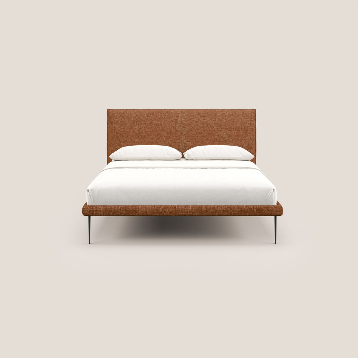 Theo letto imbottito moderno sfoderabile con piedi alti in metallo in tessuto impermeabile T10 arancio - divitt.sbs