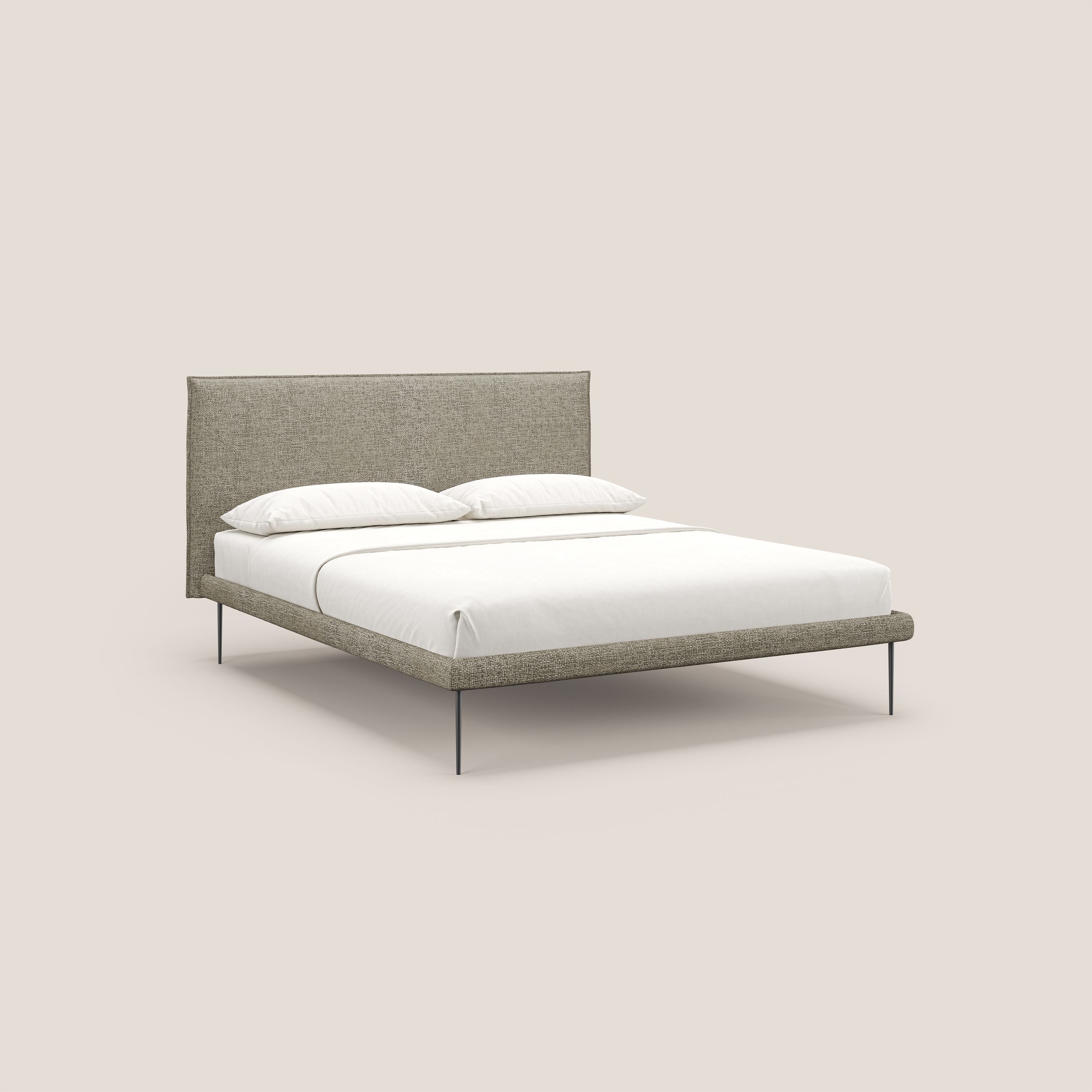 Theo letto imbottito moderno sfoderabile con piedi alti in metallo in tessuto impermeabile T10 tortora - divitt.sbs