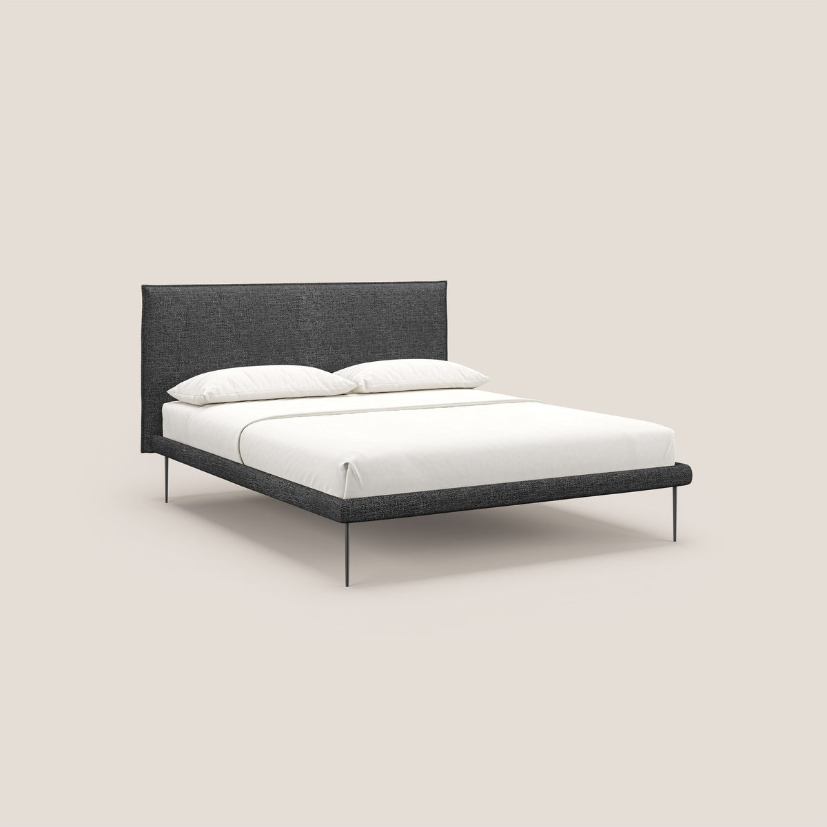 Theo letto imbottito moderno sfoderabile con piedi alti in metallo in tessuto impermeabile T10 antracite - divitt.sbs
