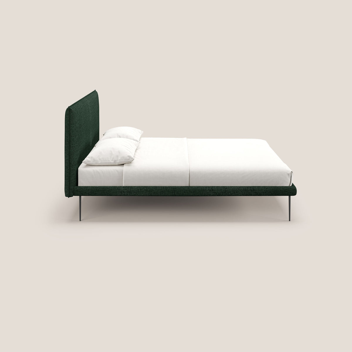 Theo letto imbottito moderno sfoderabile con piedi alti in metallo in tessuto impermeabile T10 verde - divitt.sbs