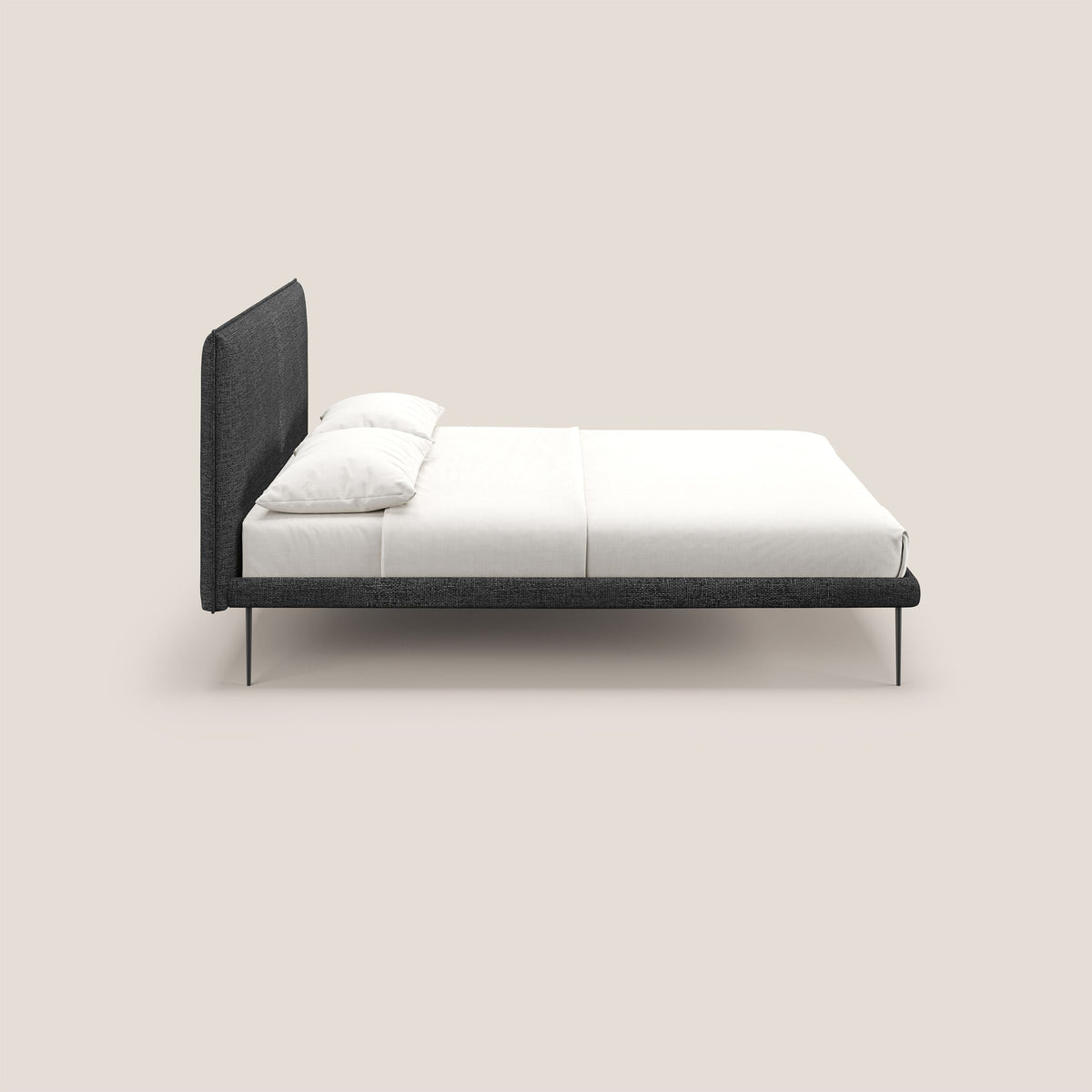 Theo letto imbottito moderno sfoderabile con piedi alti in metallo in tessuto impermeabile T10 antracite - divitt.sbs