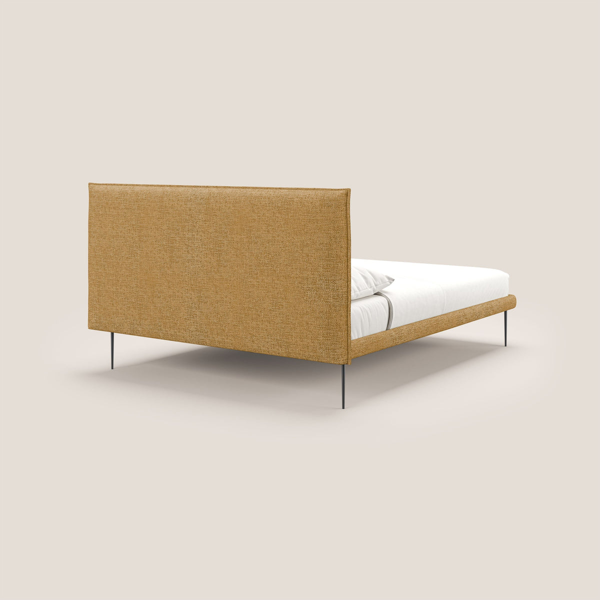 Theo letto imbottito moderno sfoderabile con piedi alti in metallo in tessuto impermeabile T10 giallo - divitt.sbs