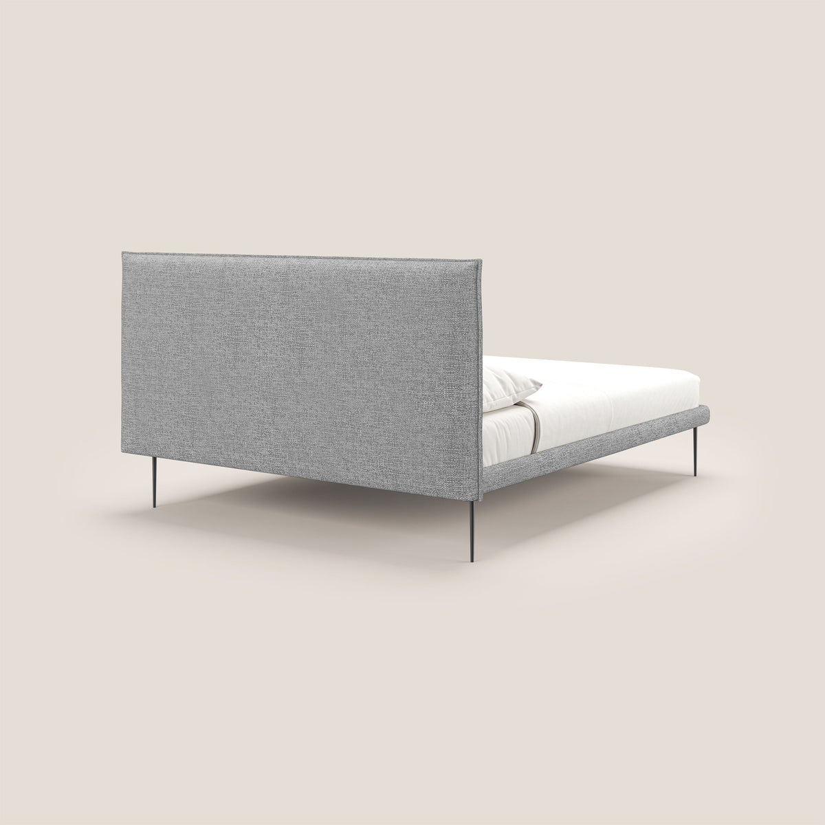 Theo letto imbottito moderno sfoderabile con piedi alti in metallo in tessuto impermeabile T10 grigio chiaro - divitt.sbs