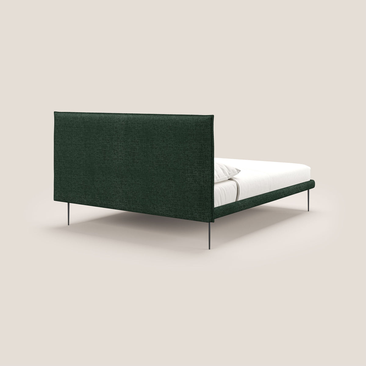 Theo letto imbottito moderno sfoderabile con piedi alti in metallo in tessuto impermeabile T10 verde - divitt.sbs
