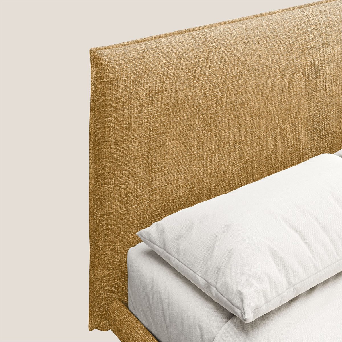 Theo letto imbottito moderno sfoderabile con piedi alti in metallo in tessuto impermeabile T10 giallo - divitt.sbs