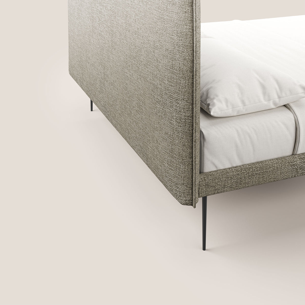 Theo letto imbottito moderno sfoderabile con piedi alti in metallo in tessuto impermeabile T10 - divitt.sbs