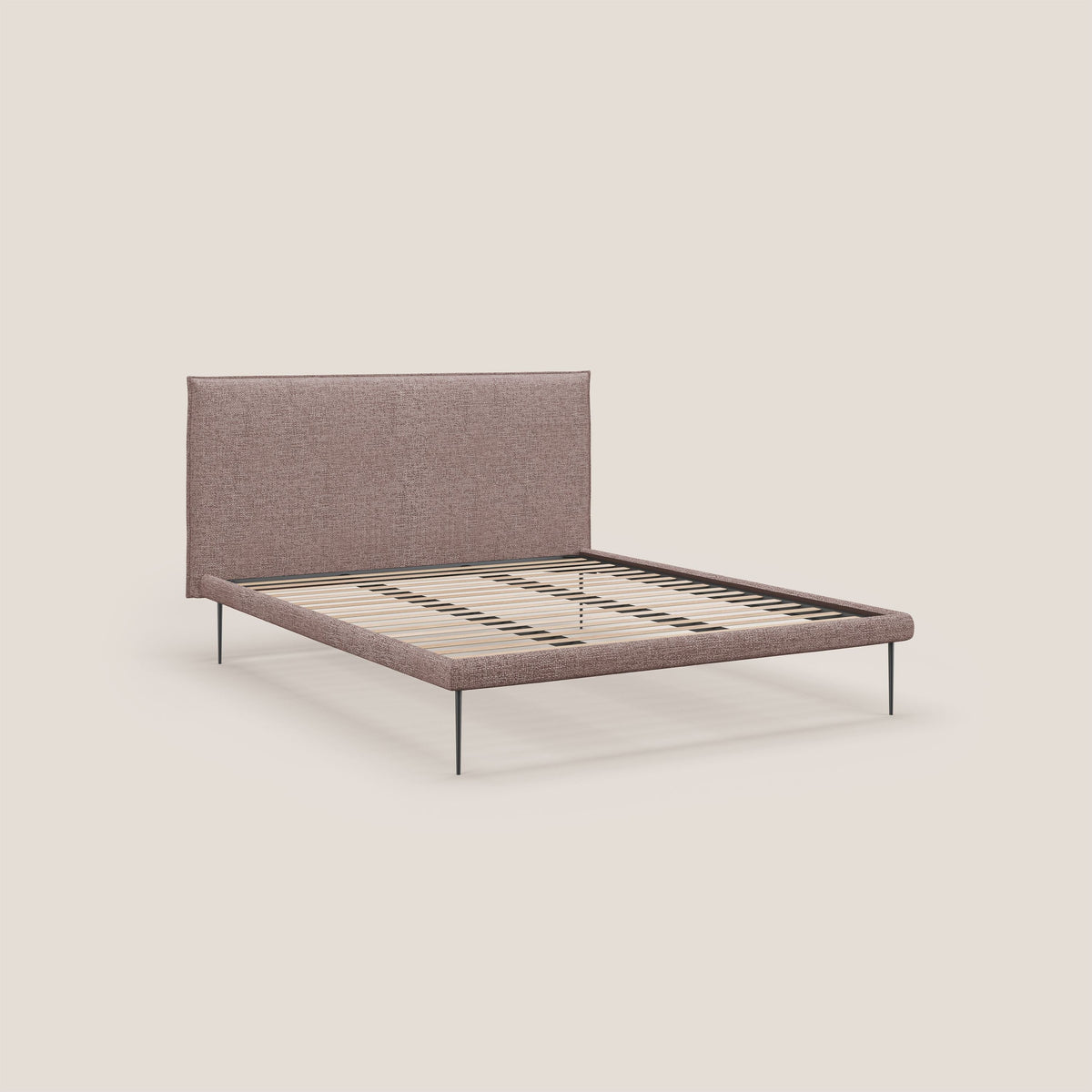 Theo letto imbottito moderno sfoderabile con piedi alti in metallo in tessuto impermeabile T10 rosa - divitt.sbs