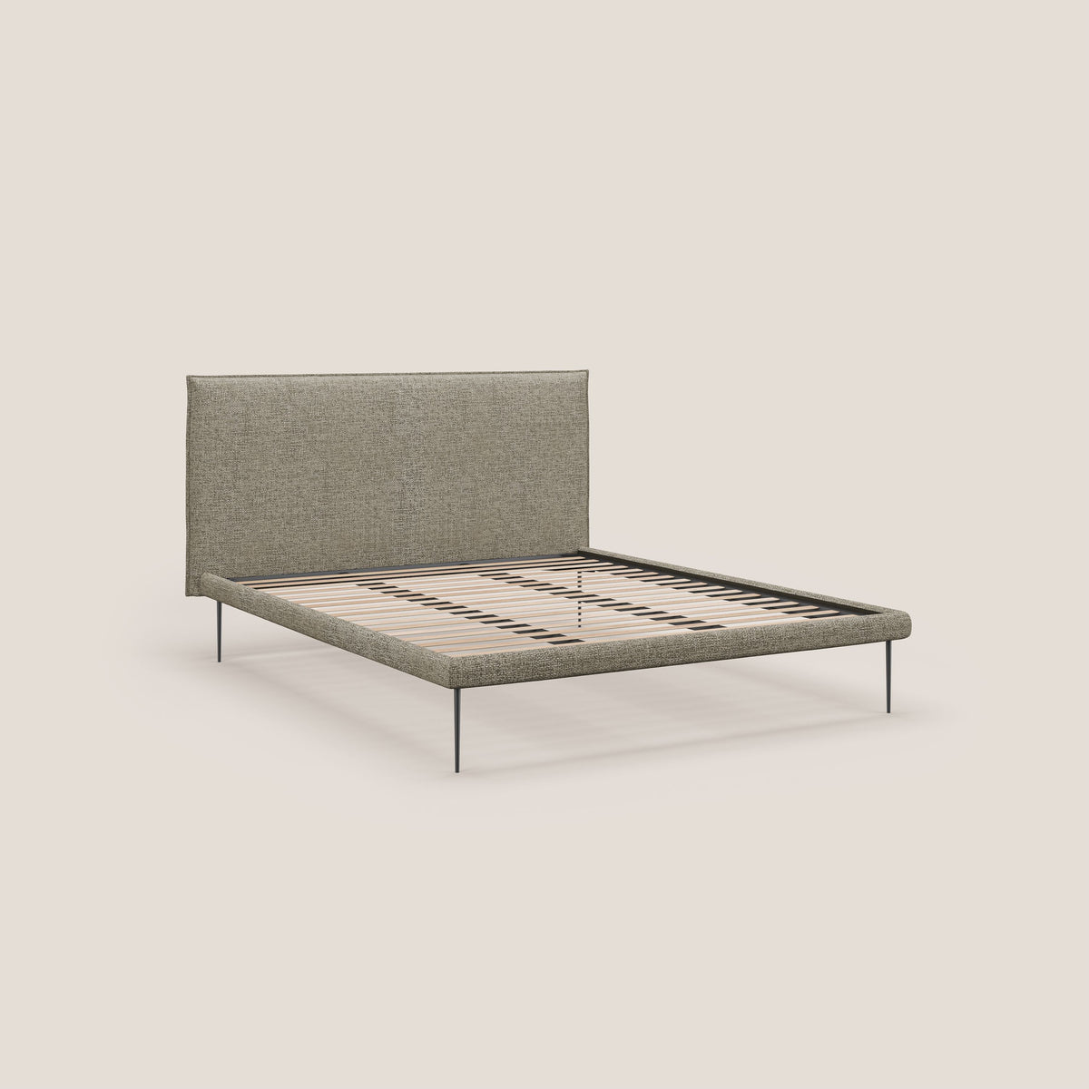 Theo letto imbottito moderno sfoderabile con piedi alti in metallo in tessuto impermeabile T10 - divitt.sbs