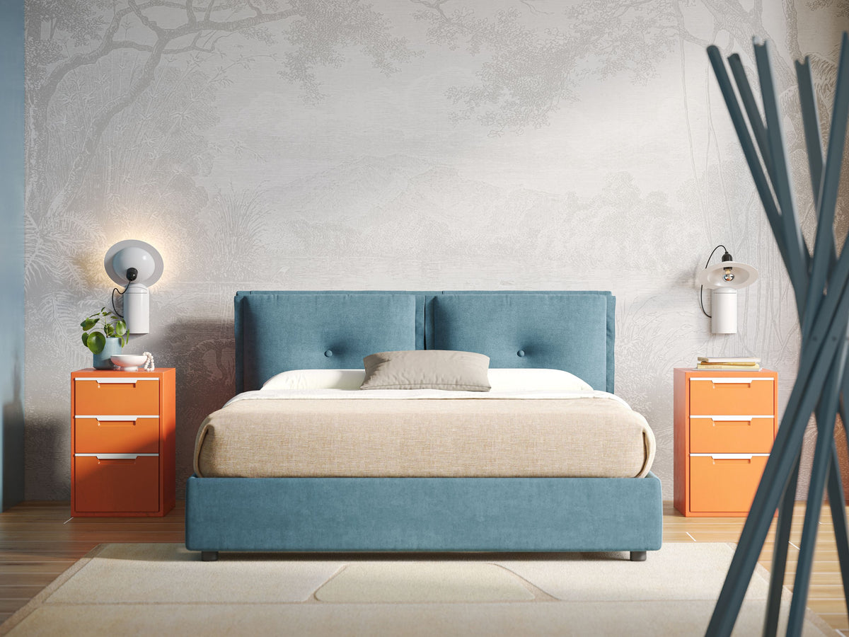Travis letto contenitore con cuscini mobili trapuntati in tessuto impermeabile T02 azzurro - divitt.sbs