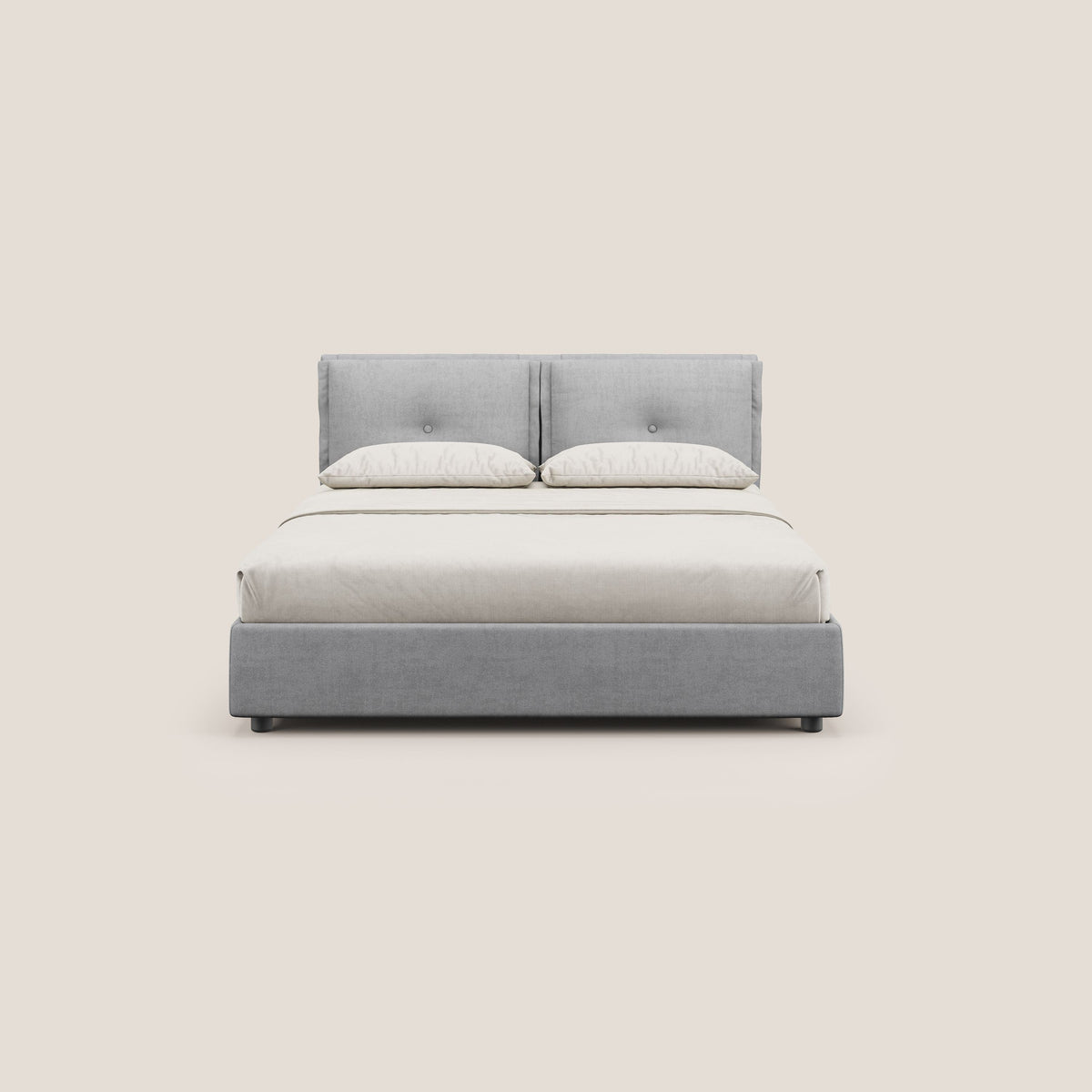Travis letto contenitore con cuscini mobili trapuntati in tessuto impermeabile T02 grigio chiaro - divitt.sbs
