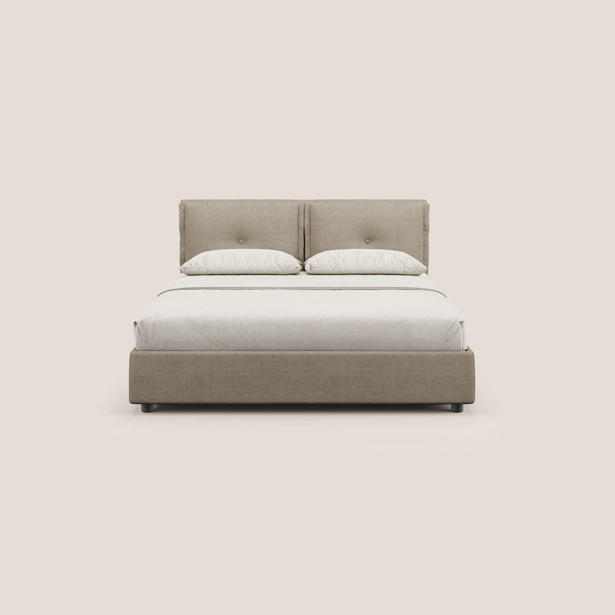 Travis letto contenitore con cuscini mobili trapuntati in tessuto impermeabile T02 beige - divitt.sbs