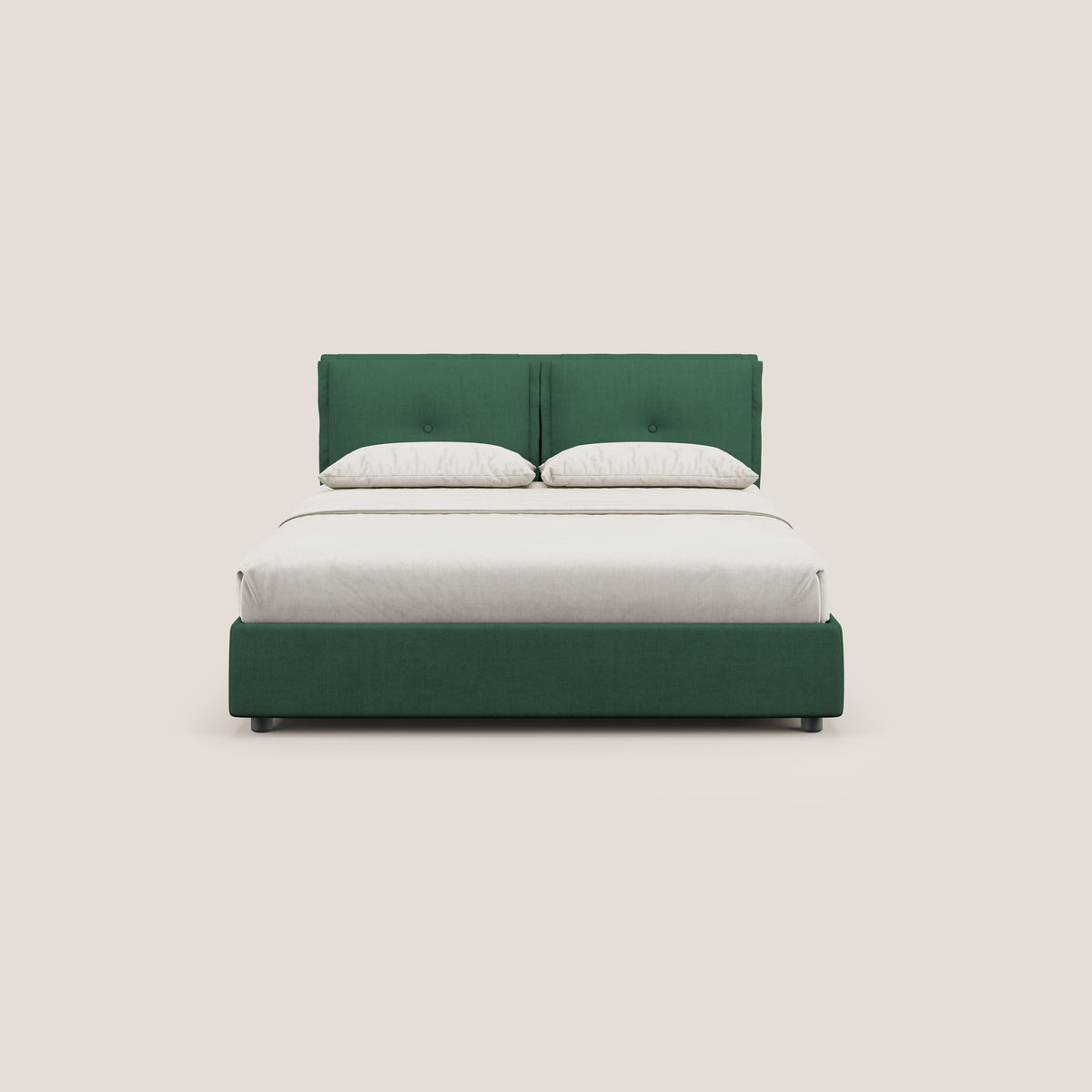 Travis letto contenitore con cuscini mobili trapuntati in tessuto impermeabile T02 verde - divitt.sbs