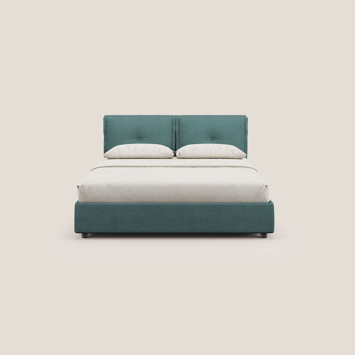 Travis letto contenitore con cuscini mobili trapuntati in tessuto impermeabile T02 petrolio - divitt.sbs
