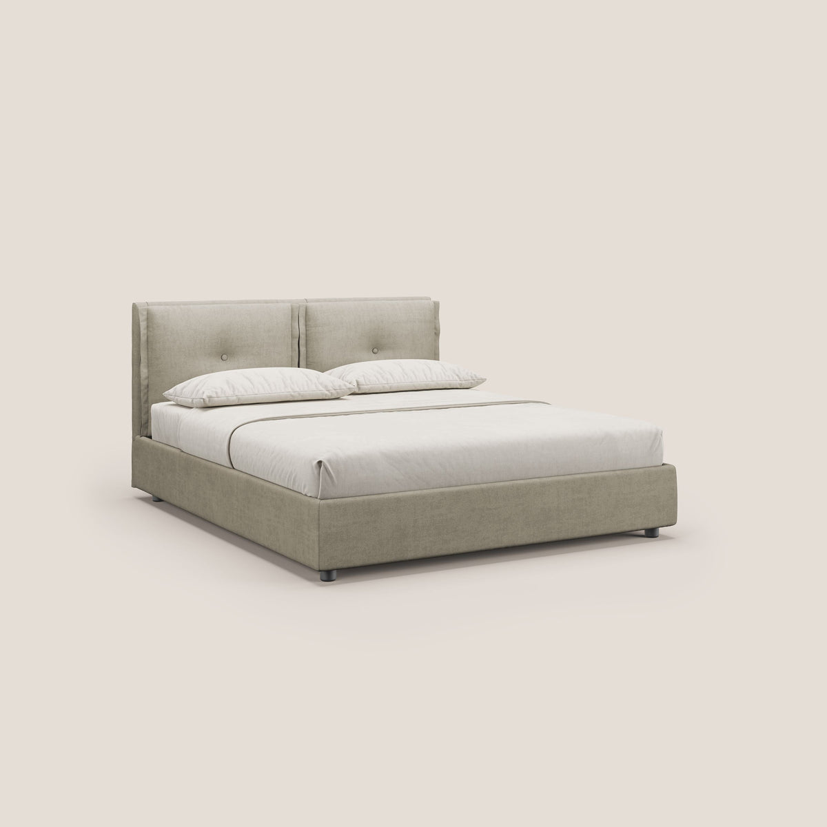 Travis letto contenitore con cuscini mobili trapuntati in tessuto impermeabile T02 panna - divitt.sbs