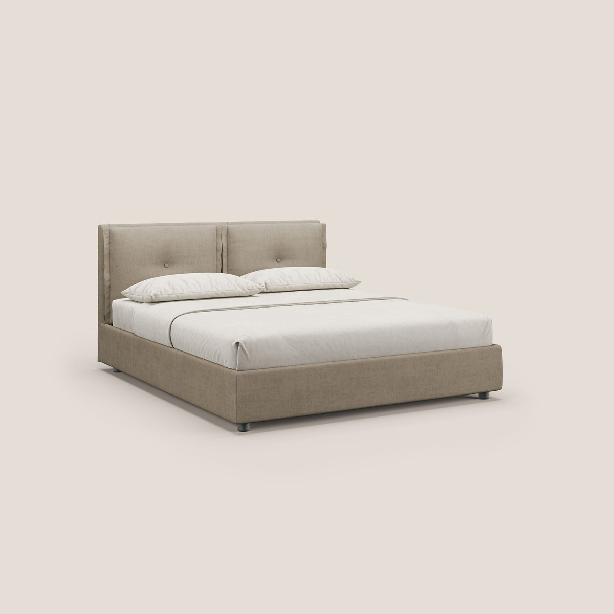 Travis letto contenitore con cuscini mobili trapuntati in tessuto impermeabile T02 beige - divitt.sbs