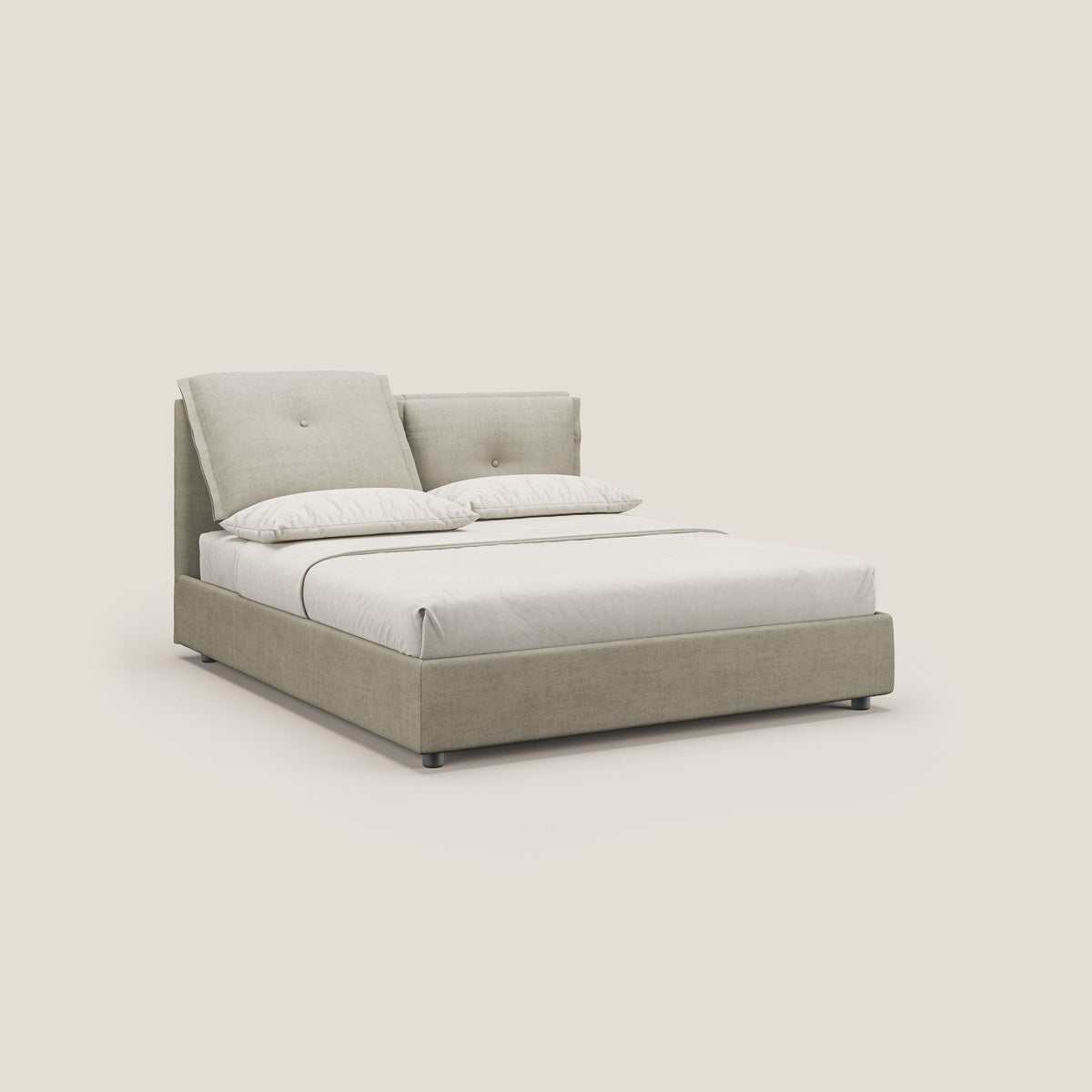 Travis letto contenitore con cuscini mobili trapuntati in tessuto impermeabile T02 panna - divitt.sbs