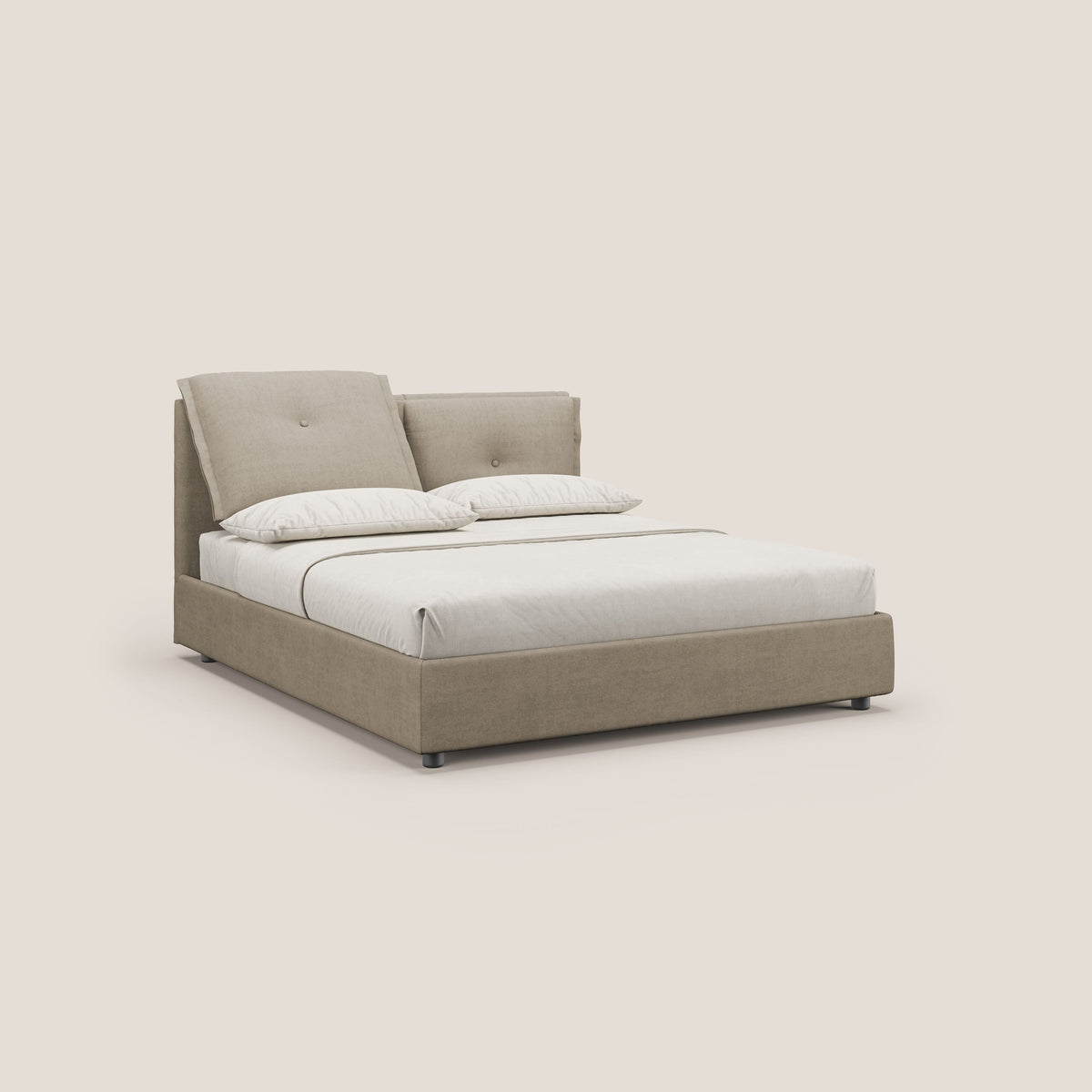 Travis letto contenitore con cuscini mobili trapuntati in tessuto impermeabile T02 beige - divitt.sbs