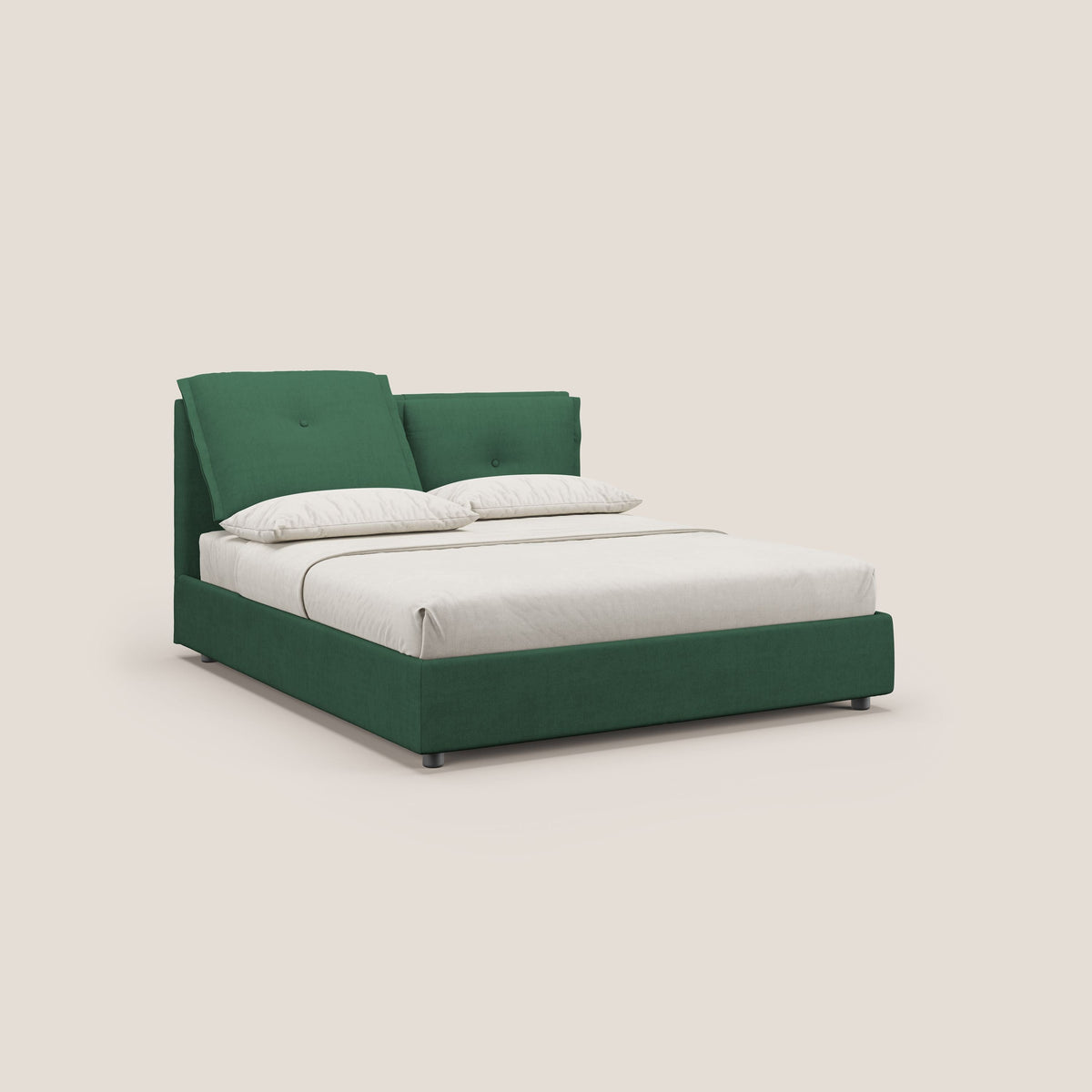 Travis letto contenitore con cuscini mobili trapuntati in tessuto impermeabile T02 verde - divitt.sbs