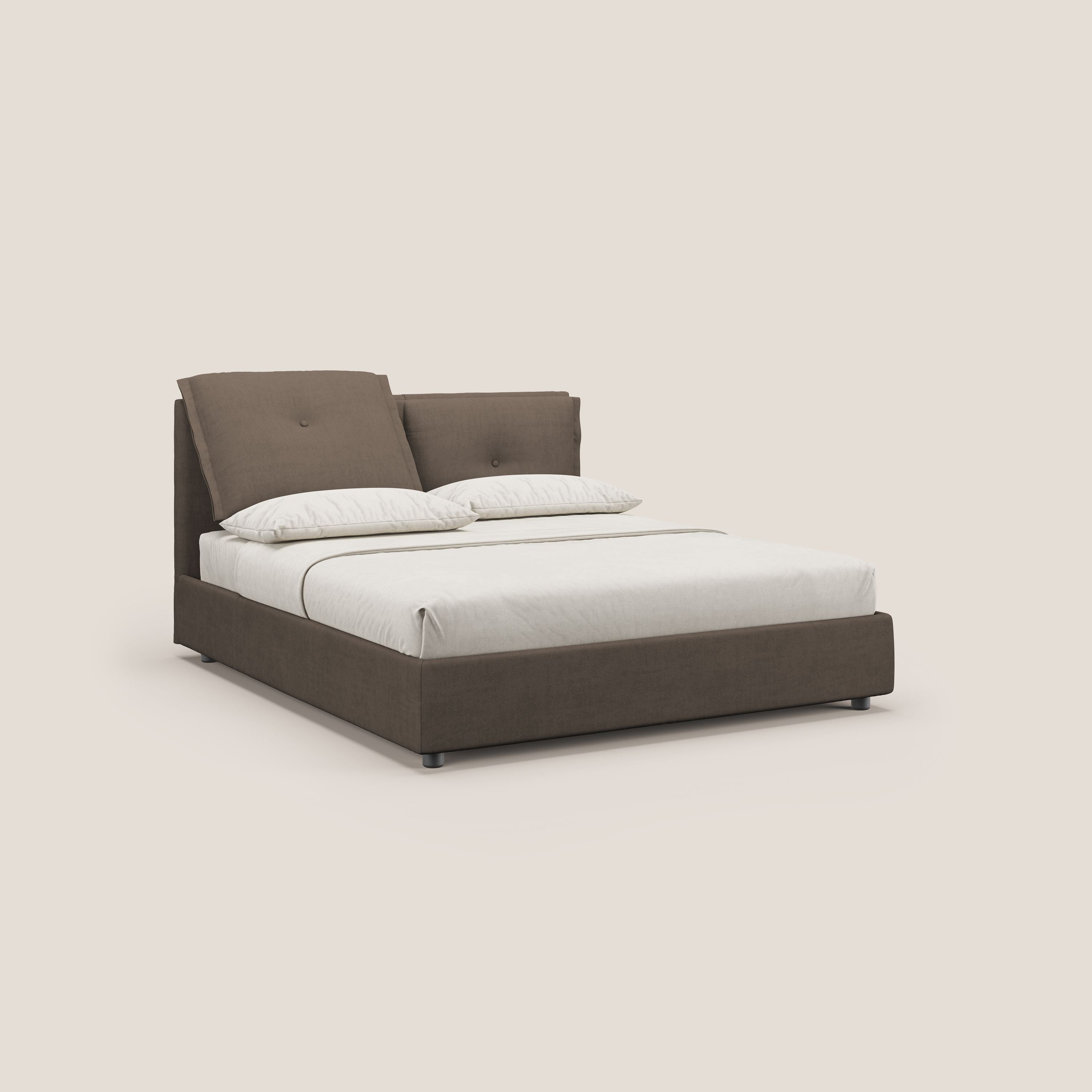 Travis letto contenitore con cuscini mobili trapuntati in tessuto impermeabile T02 marrone - divitt.sbs