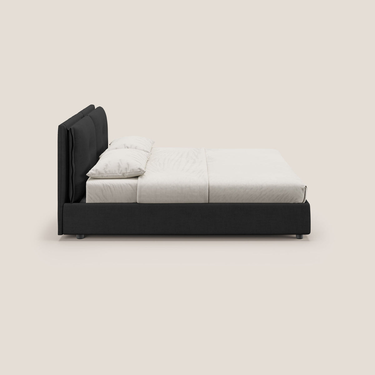 Travis letto contenitore con cuscini mobili trapuntati in tessuto impermeabile T02 nero - divitt.sbs