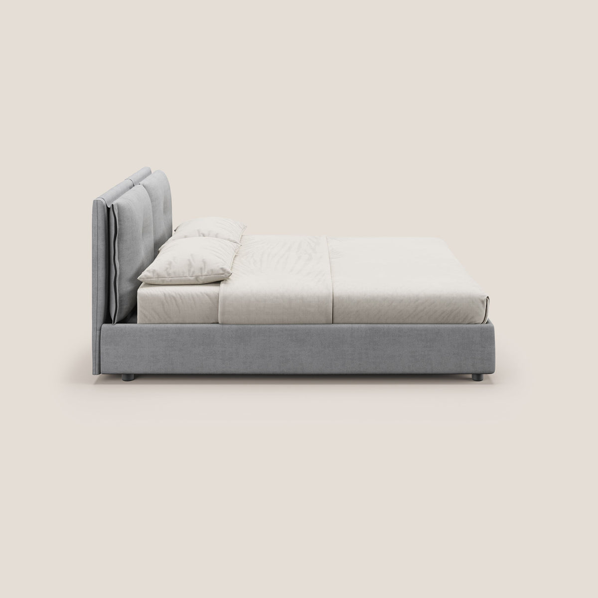 Travis letto contenitore con cuscini mobili trapuntati in tessuto impermeabile T02 grigio chiaro - divitt.sbs